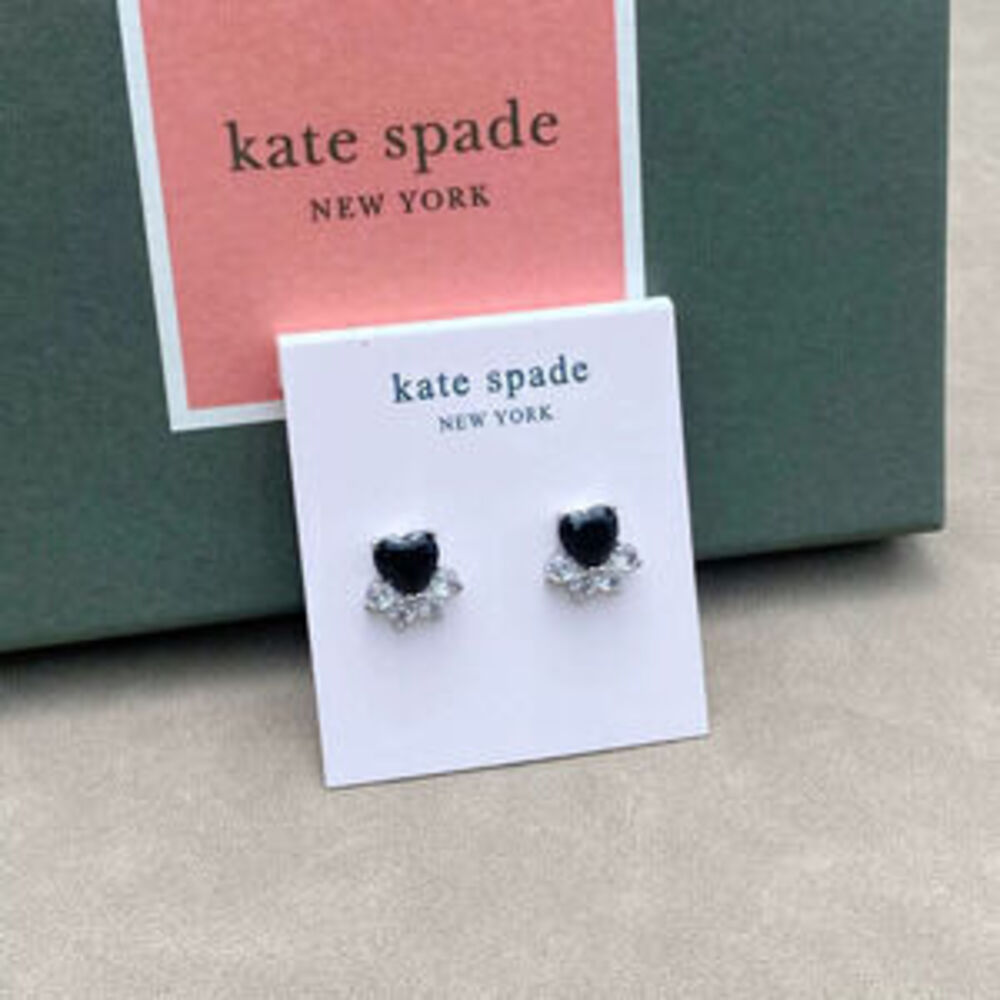 kate spade Burgundy Heart Zircon Helix Stud Earrings